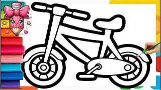 How To Draw cute bike Drawing, Painting & Coloring For Kids and Toddlers_ Child Art 🐋🌈🎨