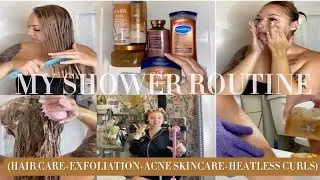 My Vanilla Scented Full Body Shower Routine|Hair Care+Exfoliation+Body Care+Acne Skincare+More