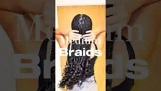 Medium sized parting knotless braids with curly ends