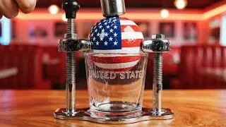 Drink Spheres with Flags 🥤🔨 Cracking with a Hammer and Glasses Filling Up | Oddly Satisfying AI ASMR
