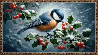 Birds of the Winter Forest | 4 Oil Paintings | Screensaver Art Gallery for TV