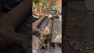 This machine does a great job of processing warped logs into round pieces#shortvideo