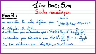 1ère bac Sm : les suites numériques - Exercice 3