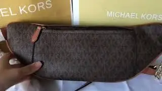 M-ichael Kors Brown/Tan Signature Coated Canvas and Leather Mott Belt Bag