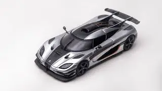 TIMETOP 1:64 Koenigsegg One : 1 Silver with Openable Back Engine Hood