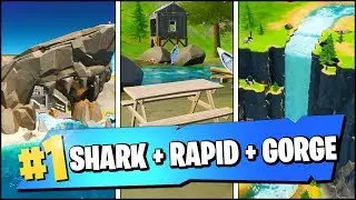 VISIT THE SHARK, RAPID'S REST, AND GORGEOUS GORGE LOCATIONS (Fortnite Season 2 Week 7 Challenges)