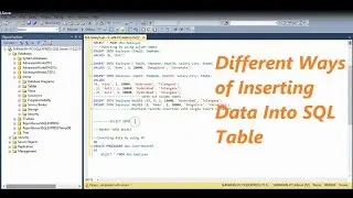 Insert Data Into a Table In SQL Server