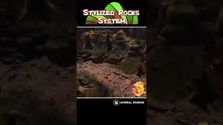 Level Design example with only one Rock static mesh from Stylized Rocks System in Unreal Engine