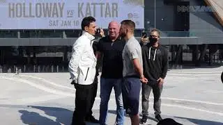 Max Holloway vs. Calvin Kattar tense faceoff | UFC on ABC 1 staredown