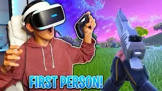 MY LITTLE BROTHER PLAYS FORTNITE IN FIRST PERSON... First Person Gameplay! (VR) | David Vlas