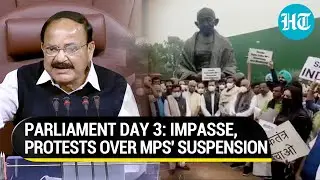 Watch: Deadlock persists over suspension 12 MPs as Rahul Gandhi leads opposition protest