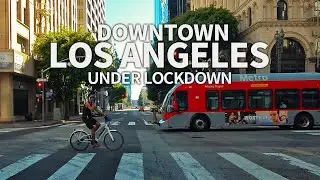 LOS ANGELES - Driving Downtown Los Angeles (1st Street - Grand Ave) Under Lockdown, California, USA