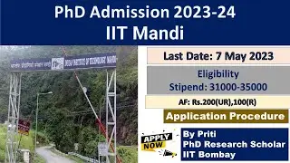 IIT Mandi PhD Admission 2023 | PhD Admission 2023