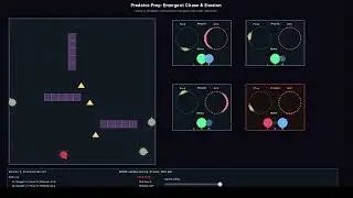 Непрерывные сети аттракторов, которые учатся охотиться и убегать, как настоящие животные
