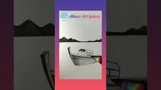 How to draw a beautiful ship with nature scenery easily pencil art.. #shorts