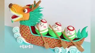Little zongzi is practicing dragon boat racing 😍 #clayart #clay #tutorial