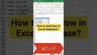 How to Add Row in Excel Database?
