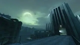 Massive Prison Gate Under Green Moon Ambience | Dark Dystopian Night | White Noise