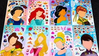 DISNEY PRINCESS STICKER BOOK MAKEOVER | FUN ACTIVITIES WITH CINDERELLA, AURORA & SNOW WHITE!
