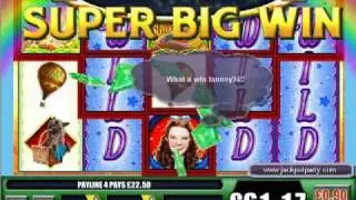 &pound;204 SUPER BIG WIN (227 X Stake) on The Wizard of Oz&trade; online slot game at Jackpot Party&reg;