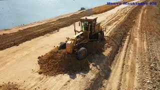 Big Project New Hight Way Motor Grader CATERPILLAR 140K Grading Soil Making Foundation New Road