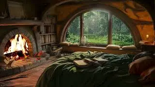 Rainstorm at a Hidden Hobbit Home &ndash; Crackling Fire Ambience for Peaceful Nights