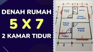 Denah Rumah 5x7 2 Kamar Tidur