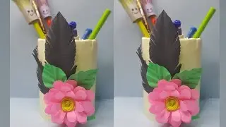 how make easy pen holder / decor your  table / paper craft pen holder #penholder #papercraft