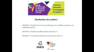 Journ&eacute;e chemsex :26 juin 2023. Chemsex :comment accompagner les publics ? Restitution Des Ateliers