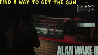 Find a way to get the gun by exploring the facility in Alan Wake 2 The Lake House DLC (03 Keycard)
