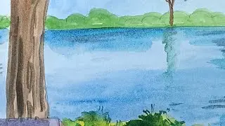 Easy scenery drawing in water colour.Artist Pradip Pal Tutorial 🩷Suryadeep art gallary.