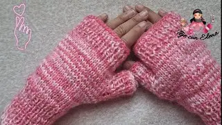 Mitones a 2 agujas con menos de 50 g para niña o niño.