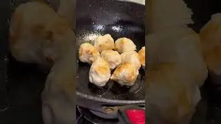 Cooking pan fried squid balls #food #youtubeshorts #shortvideo #shorts #cooking #shortsvideo