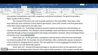 SAM Project 1a Word Module 02 Navigating and Formatting a Document | Smart Cities