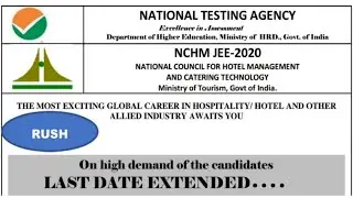 NCHMCT-JEE  2020 Application Form Date Extended | HOTEL MANAGEMENT