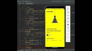 Smart Kitchen UI in Flutter with Toggle button that controls the Lamb and the Background