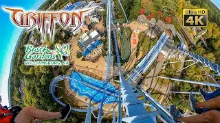 Griffon Roller Coaster On Ride Front Seat 4K POV Busch Gardens Williamsburg 2021 10 24