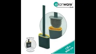 ELIANWARE Silicone Toilet Brush W/Holder & Cover,Bathroom Cleaner Brush,No Punch Installation,E-1293
