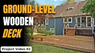 Ground-Level Wooden Deck with Bench & Steps in Langley | Pulsar Construction