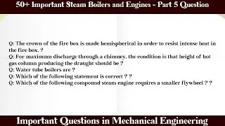 MCQ Questions Steam Boilers and Engines - Part 5 with Answers