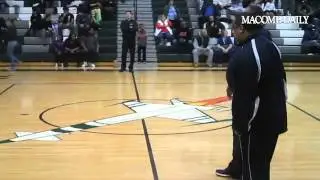 Tony Tolbert (foreground), former Detroit Mercy and Univ of Michigan player, now assistant coach for