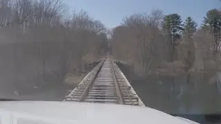 Hi Rail truck ride on out of service railroad line - Bay Colony Millis Line