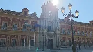 Palacio de San Telmo (State government office) in Seville from a taxi
