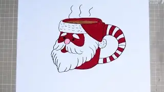 Как нарисовать чашку кофе в виде Санты