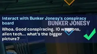 INTERACT WITH BUNKER JONESY'S CONSPIRACY BOARD CHALLENGE QUEST GUIDE | Fortnite