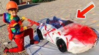 German Joy is painting new car / Ребенок сам красит машину