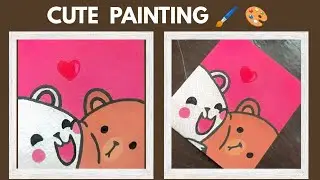 &ldquo;Cute Bear Couple Painting 🐻💕 | Easy Art for Beginners&rdquo;#art #tutorial #painting #video #foryou #cute