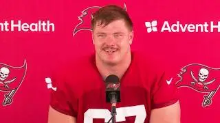 Luke Goedeke on His Voice on the Field, Mic&rsquo;d Ups | Press Conference | Tampa Bay Buccaneers