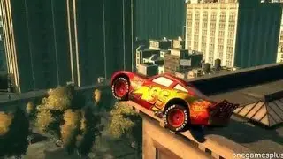 Lightning McQueen disney pixar car race through the city crash test by onegamesplus