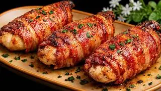 You’ll be surprised how easy this is! Juicy chicken wrapped in crispy bacon!